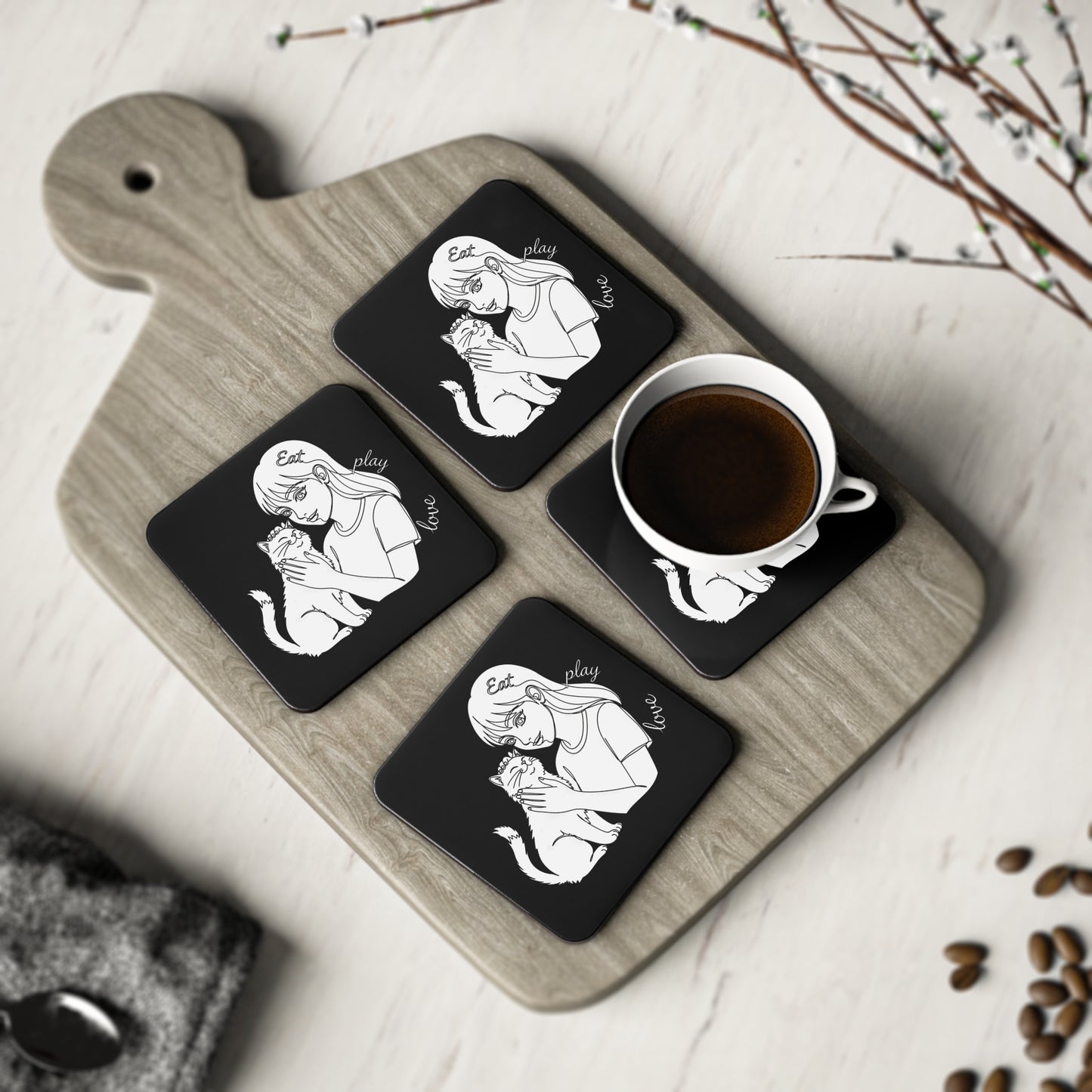 Cute Cat Coasters, Cat Lover Gifts, Home Decor, Drink Coasters, Pet Themed Decor, Animal Lover Gifts, Fun Coaster Set
